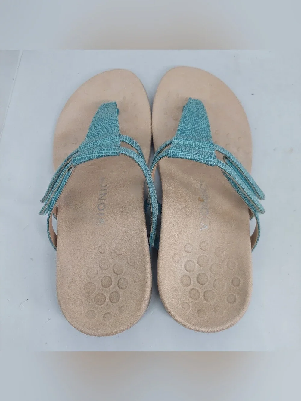 Vionic Elvia Sandals Orthotic Teal Blue Womens Sz 9 Wide Adjustable Summer Shoes